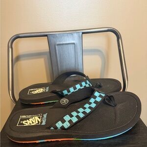 Vans Triple Crown Nexpa Flip Flops Black Teal Checker UltraCush Women’s 10